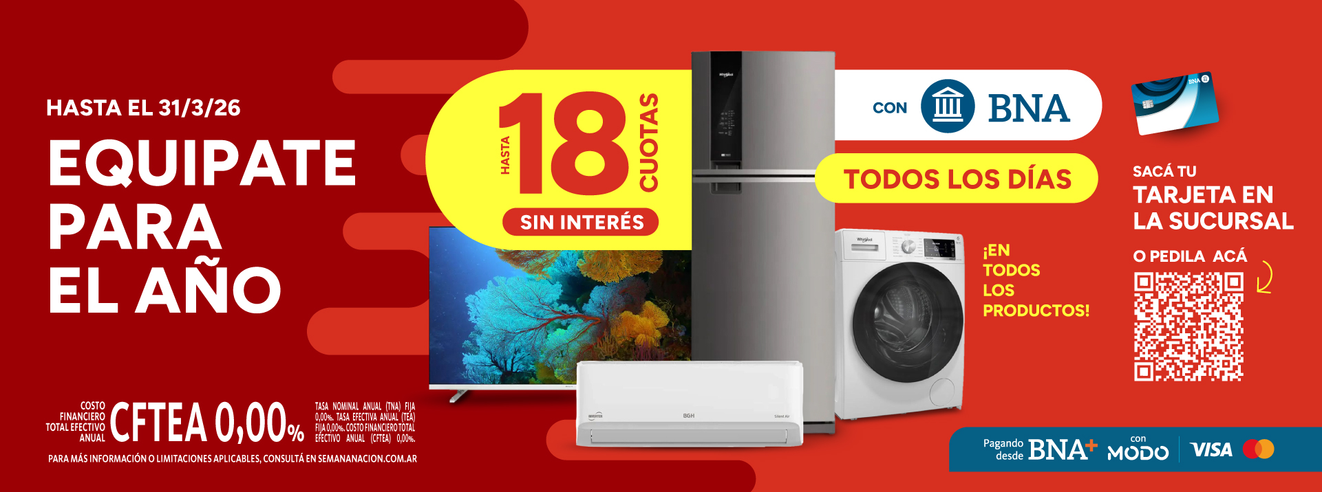 HASTA 18 CUOTAS SIN INTERÉS CON BANCO NACIÓN