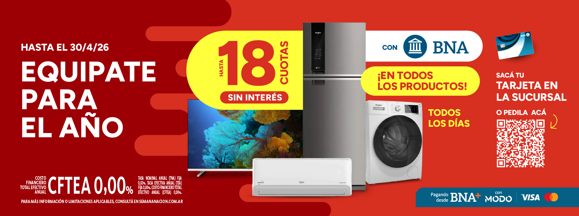 18 cuotas sin interés con Banco Nación