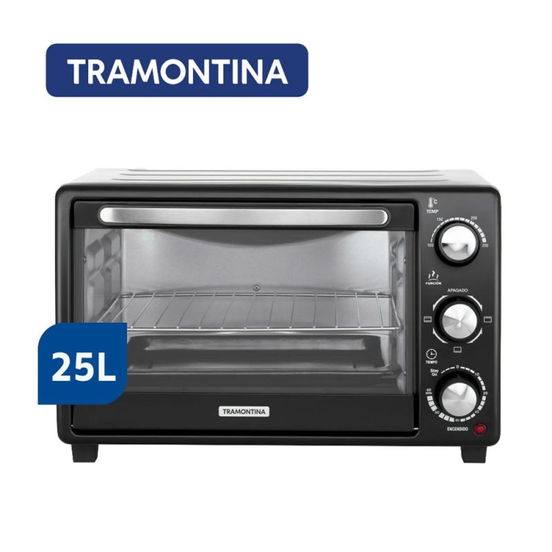 Horno Eléctrico 25Lts Tramontina Glass Cook HEG Negro