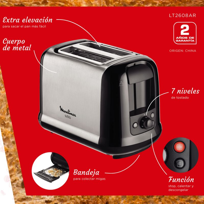 Tostadora Moulinex Subito LT2608AR Inox