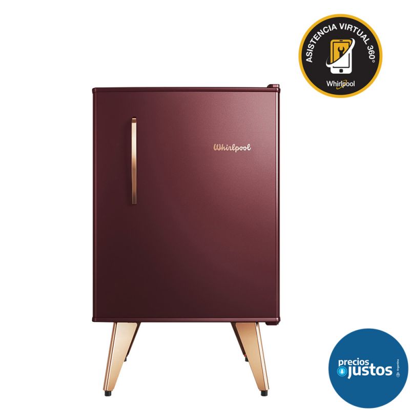 Heladera Bajo Mesada Retro 76Lts Whirlpool WRA09R2/4 Bordó