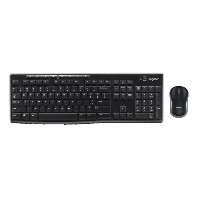 Teclado inalámbrico + Mouse Óptico Logitech MK270 Negro con Gris