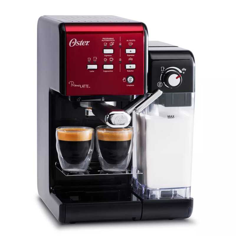 Cafetera Espresso Oster PrimaLatte BVSTEM6701R 19 Bar Roja con Negro