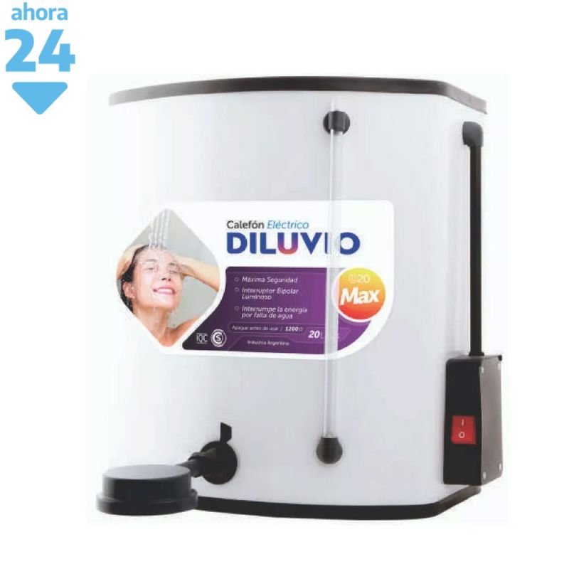 Indelplas Calefón Eléctrico Ducha Diluvio D20 Max 20Lts Blanco