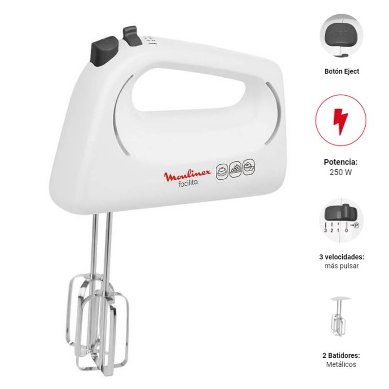Moulinex Batidora de mano Facilita HM150158 250W Blanca