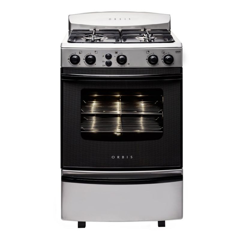 Cocina a Gas 55CM 4H Orbis 958AC3M Negro con Inox