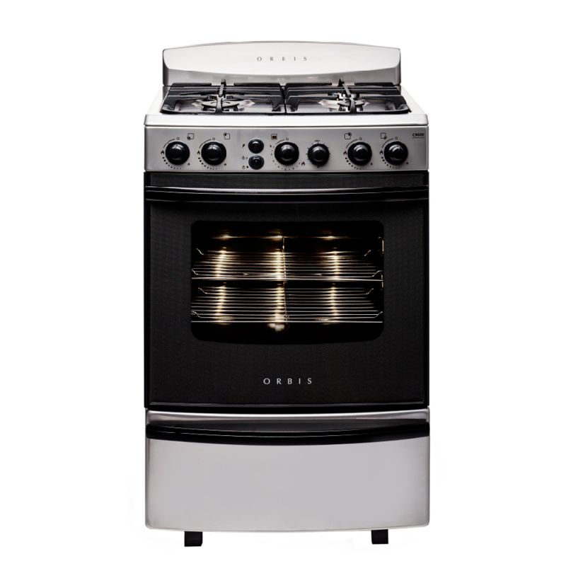 Cocina a Gas 55CM 4H Orbis 968AC3M Auto limpiante Negro e Inox