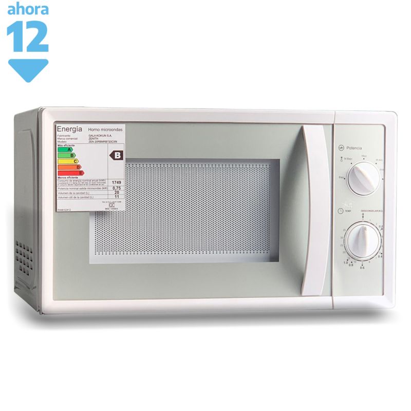 Microondas 20Lts Zenith 20RBMRB720CXN Mecánico Blanco