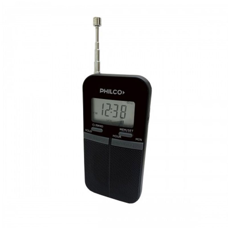 Philco Radio Reloj Portátil Digital PRC39D AM/FM Negro
