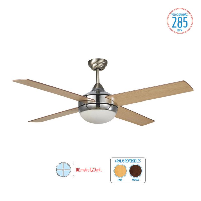 Ventilador de Techo Liliana VTHM314 Paletas Reversibles Haya-Wengue