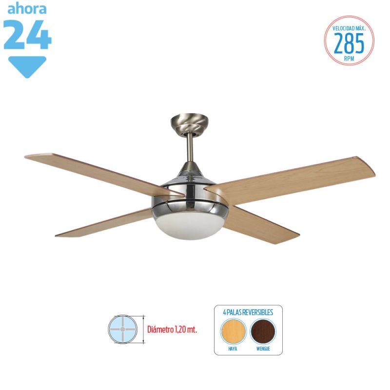 Ventilador de Techo Liliana VTHM314 Paletas Reversibles Haya-Wengue