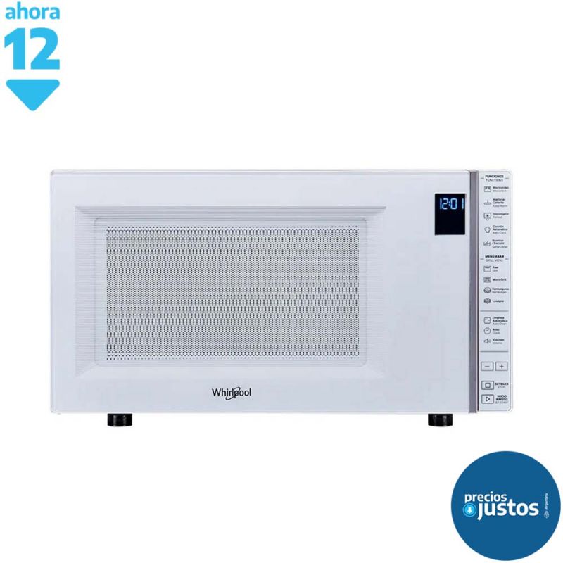 Microondas 30Lts Whirlpool WMG30AB Digital C/Grill Blanco