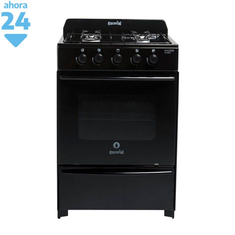 Cocina a Gas 56cm 4H Escorial Master Clasic Negro