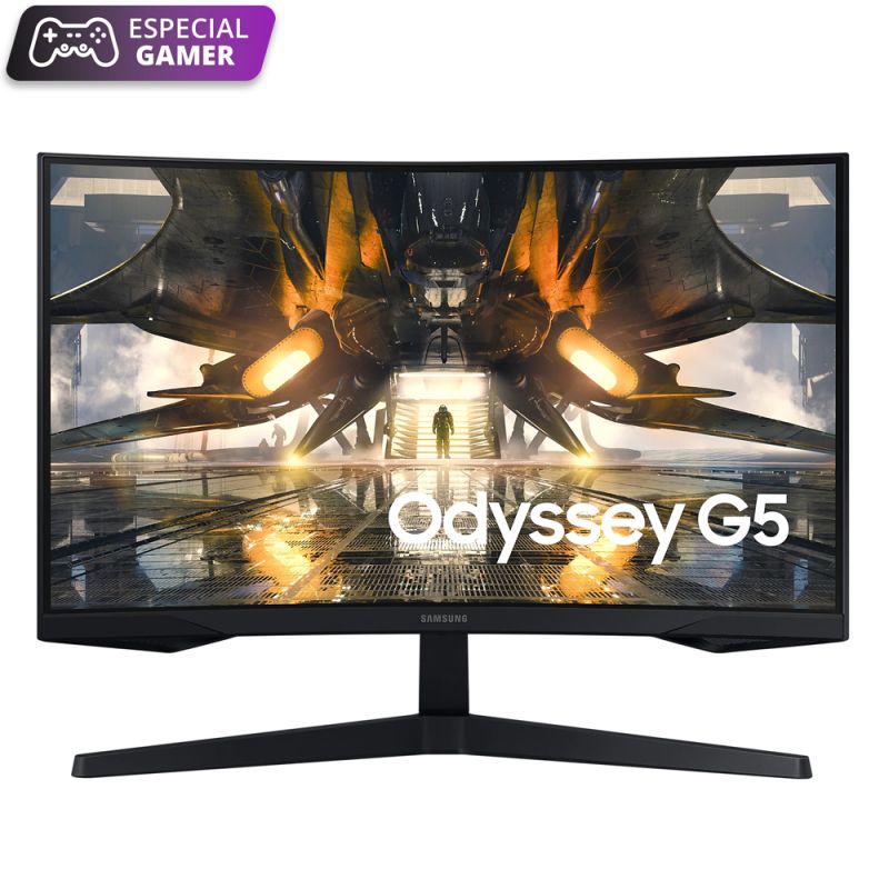 Monitor Curvo Gamer 27" Samsung Odyssey G5 LS27AG550ELX WQHD Negro