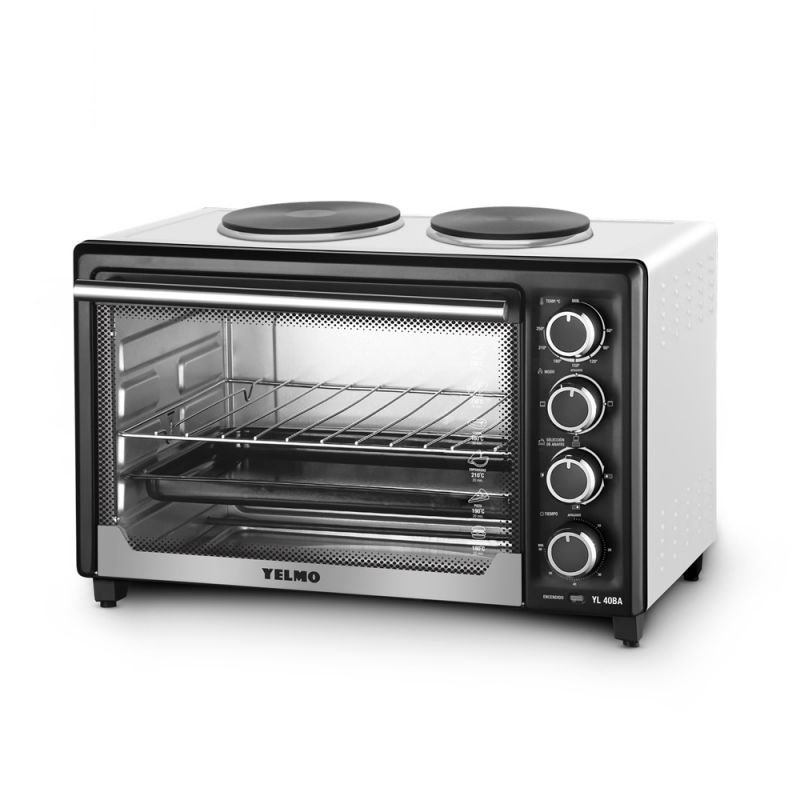 Horno Eléctrico 40Lts Yelmo YL40BA Doble Anafe Negro con Blanco