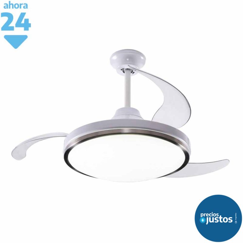 Ventilador Techo Retráctil Luz LED Peabody PE-VTRA420B Blanco