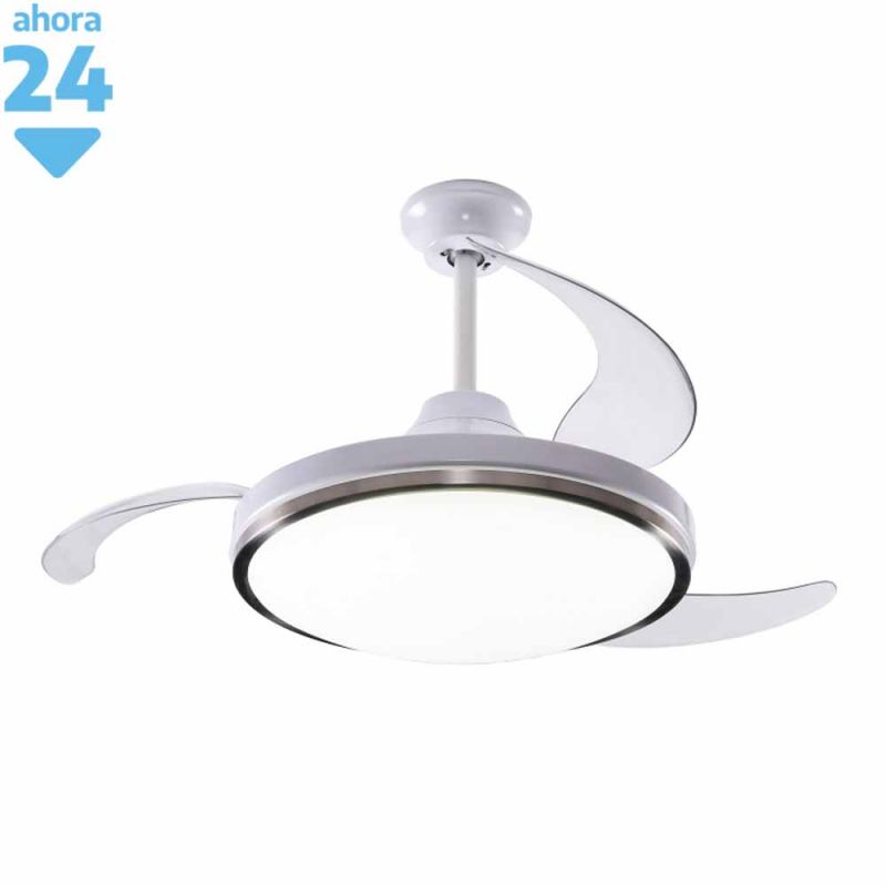 Ventilador Techo Retráctil Luz LED Peabody PE-VTRA420B Blanco