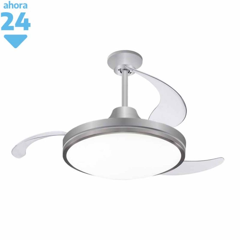 Ventilador Techo Retráctil Luz LED Peabody PE-VTRA420S Inox