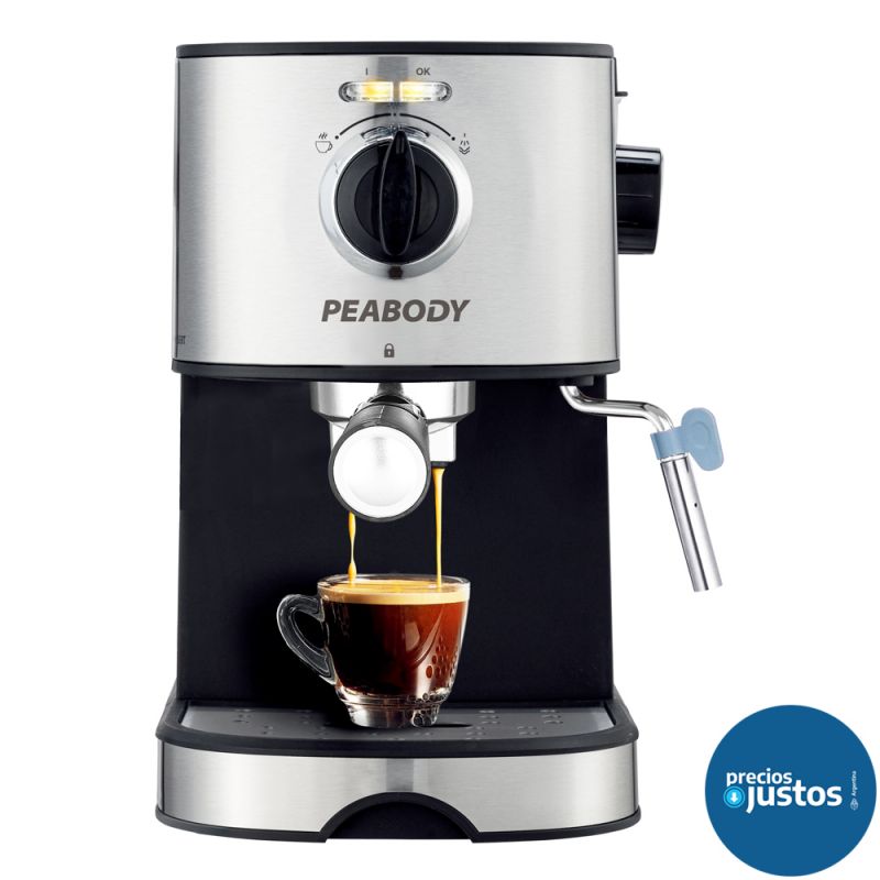 Cafetera Express Peabody PE-CE4601IX 15Bar con Espumador Negro con Inox
