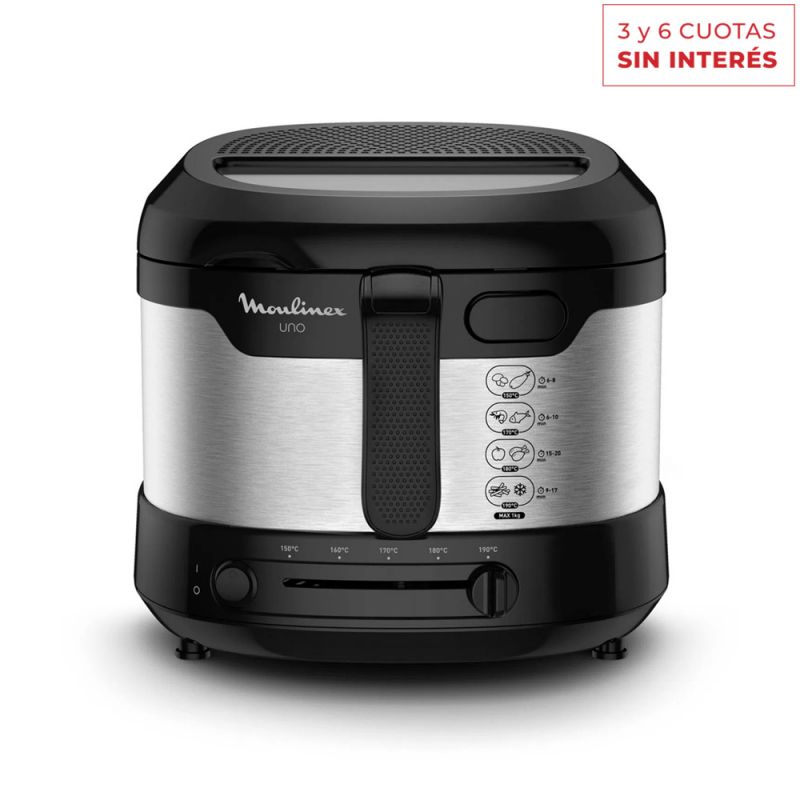 Freidora 1.8Lts Moulinex UNO M AF215D58 Negro con Inox