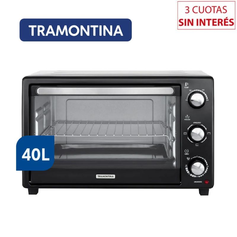 Horno Eléctrico 40Lts Tramontina Glass Cook HEG Negro