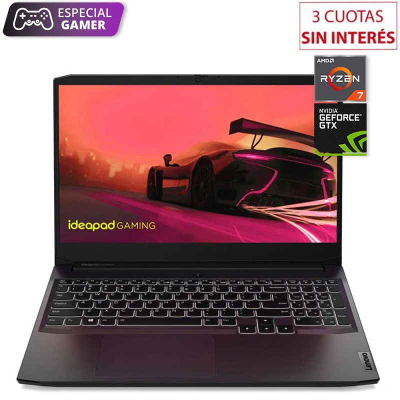 Notebook 15.6" Lenovo IdeaPad Gaming 3 82K201Y1AR Ryzen 7 16/512GB Shadow Black