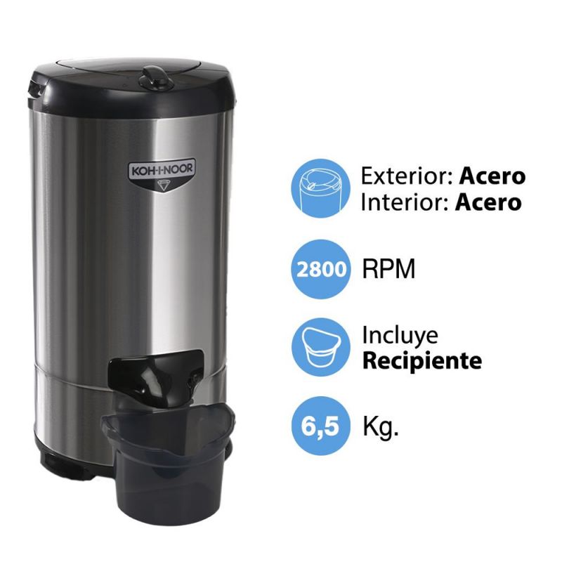 Secarropas Centrifugo 6.5kg KOH-I-NOOR A-665/2 Inox