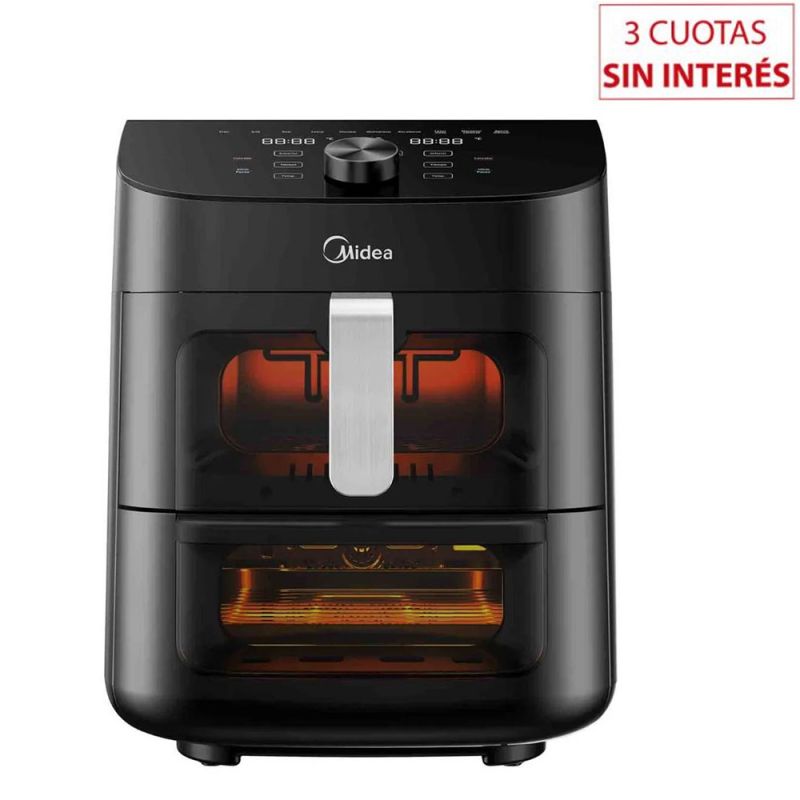 Freidora Sin Aceite Digital 11Lts Midea AF-D211BAR1 Doble zona Negro
