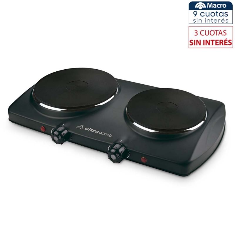 Anafe Eléctrico 2H Ultracomb AN-6600 750/1500W Negro
