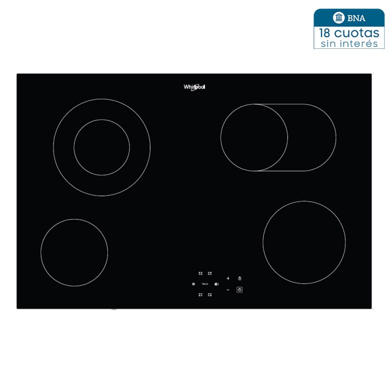 Anafe Eléctrico Vitro Inducción 4H Whirlpool WDF77 Acero Inox