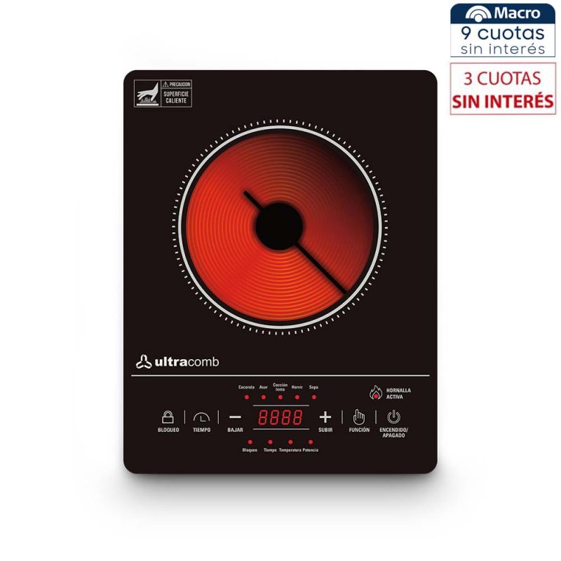 Anafe Eléctrico Vitrocerámico 1H Ultracomb AN-2211 Touch