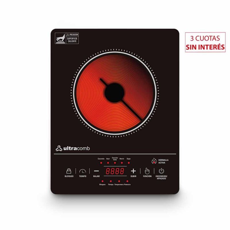Anafe Eléctrico Vitrocerámico 1H Ultracomb AN-2211 Touch