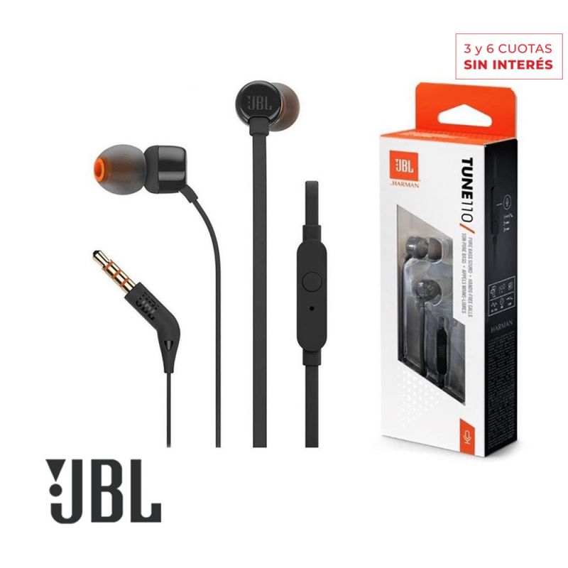 Auriculares intraaurales JBL Tune 110 C/Micrófono Negro