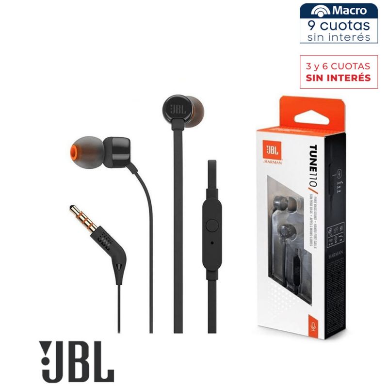 Auriculares intraaurales JBL Tune 110 C/Micrófono Negro