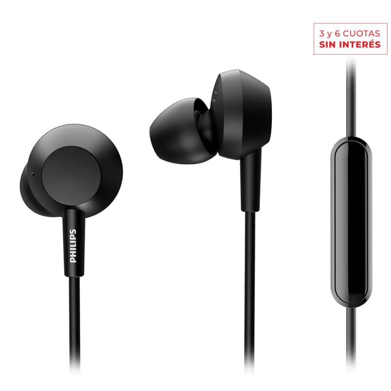 Auriculares Intrauditivos Philips TAE4105BK/00 C/Micrófono Negro