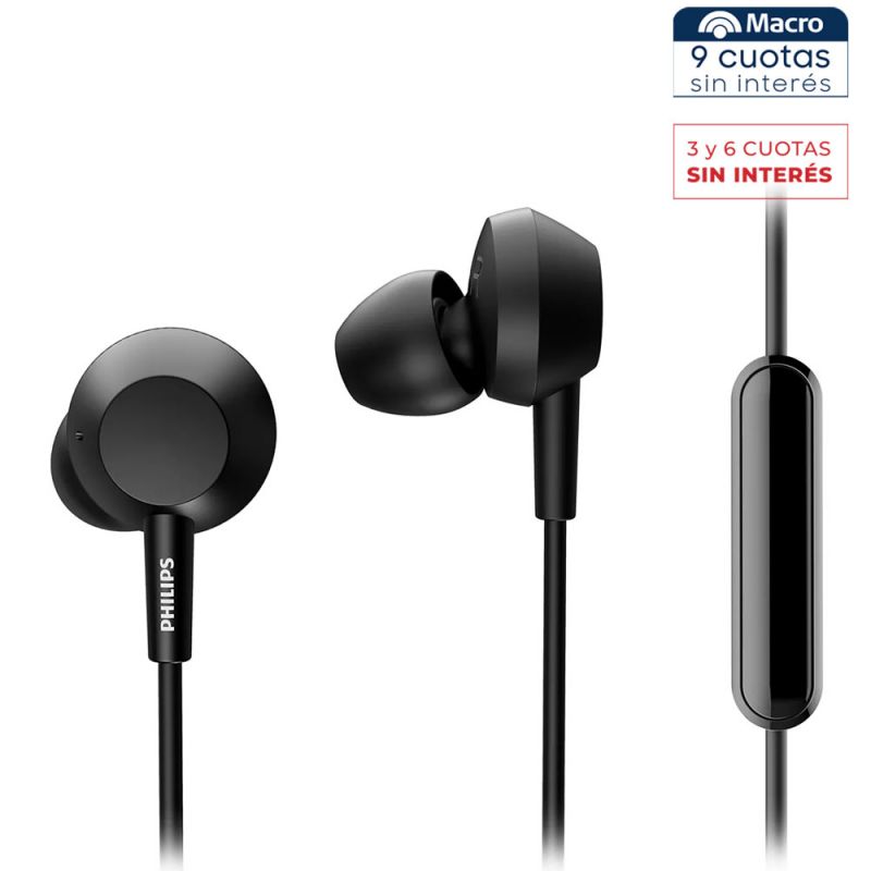 Auriculares Intrauditivos Philips TAE4105BK/00 C/Micrófono Negro