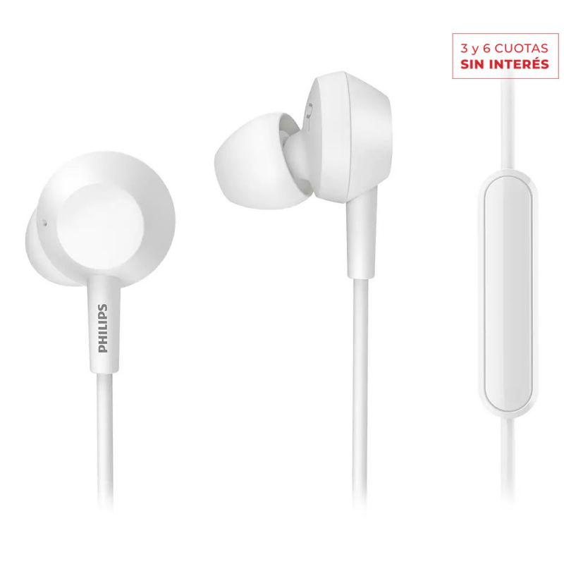 Auriculares Intrauditivos Philips TAE4105WT/00 C/Micrófono Blanco