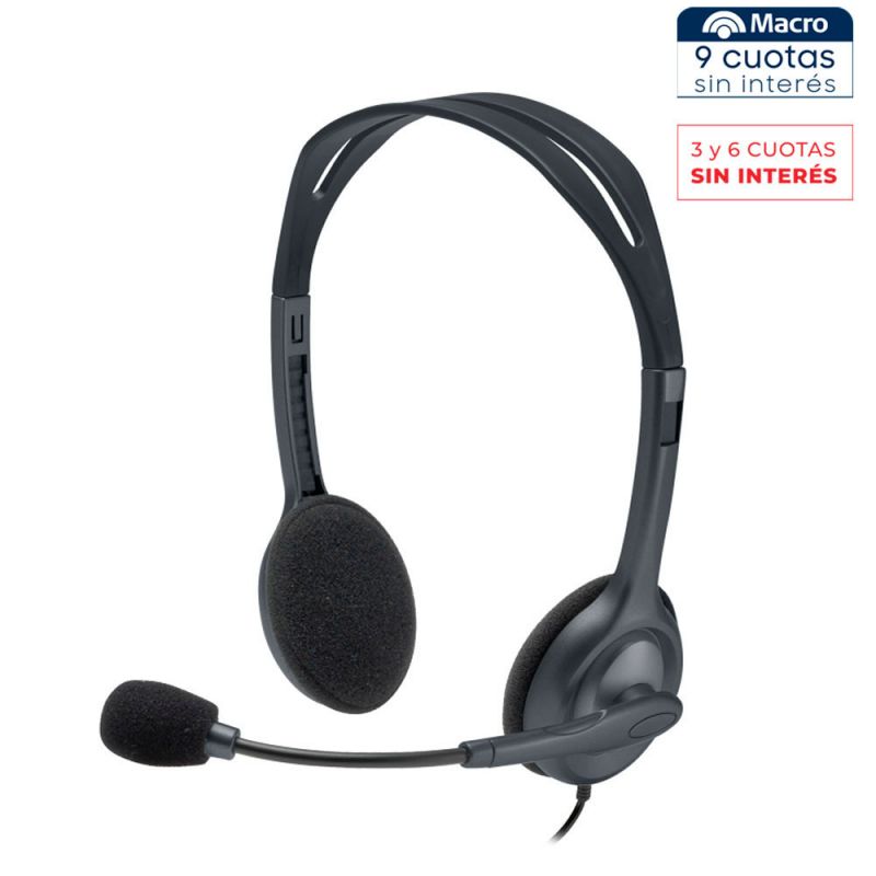 Auriculares Manos Libres Logitech H111/0612 Micrófono Giratorio Negro