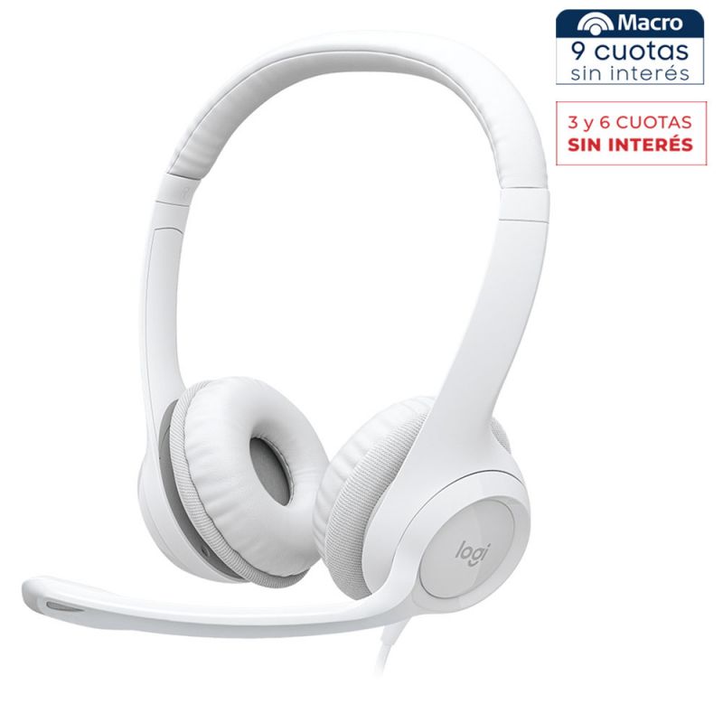 Auriculares Manos Libres USB Logitech H390/1285 Micrófono Giratorio Blanco