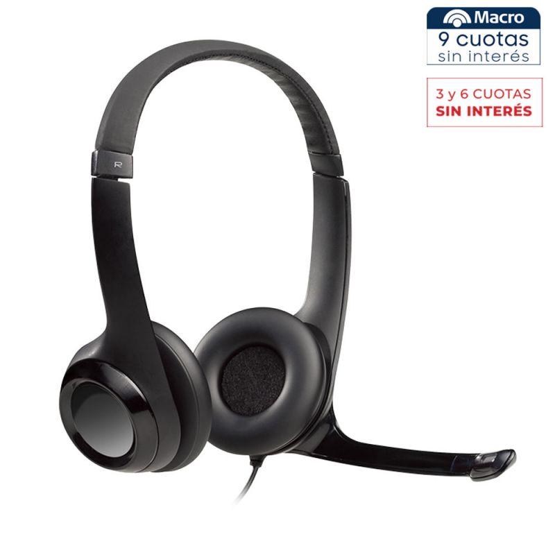 Auriculares Manos Libres USB Logitech H390 Micrófono Giratorio Negro