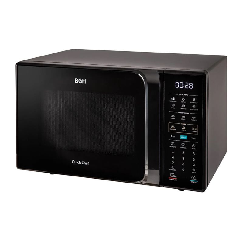 Microondas 28Lts BGH Quick Chef Eco B228DN20 Digital C/Grill Negro