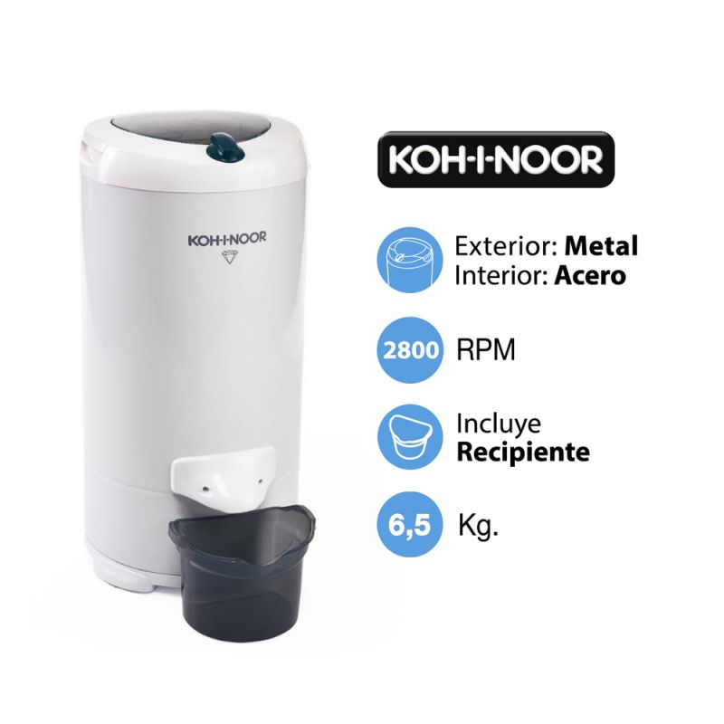 Secarropas Centrifugo 6.5Kg KOH-I-NOOR B665/2 C/Recipiente Blanco