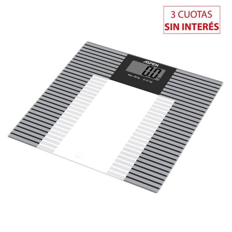Balanza de Baño Digital Aspen Anti Slip B15 Vidrio Negro