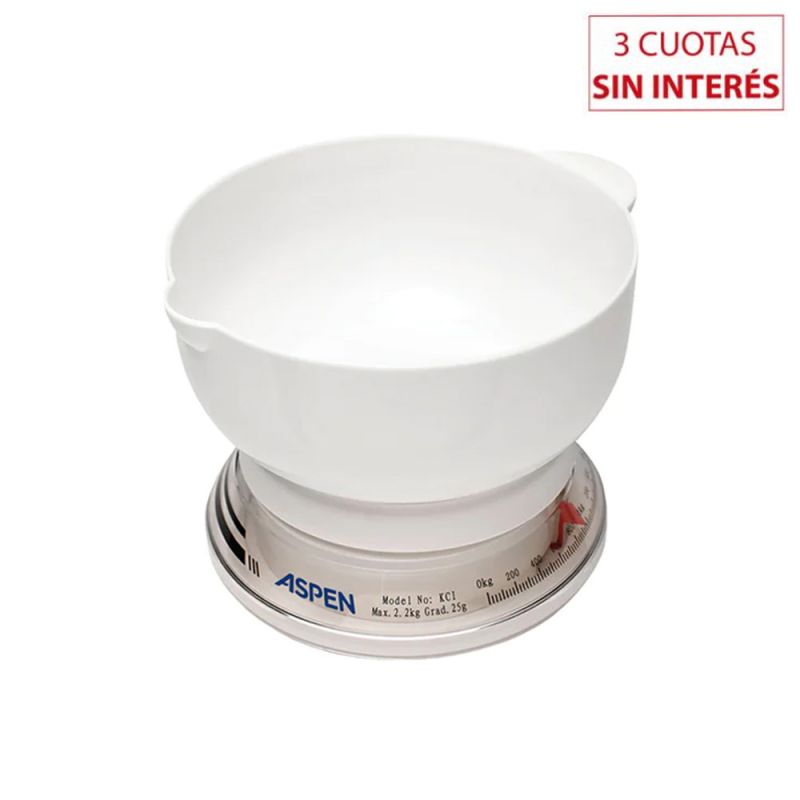 Balanza Mecánica para cocina Aspen KCI Blanco