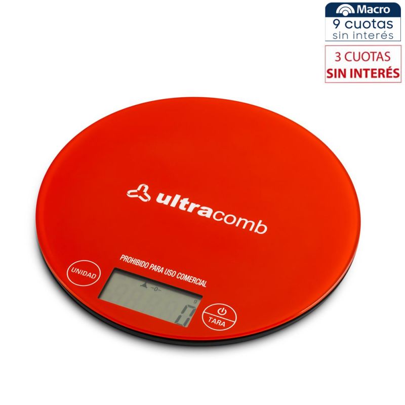 Balanza para cocina Ultracomb BL-6001 Slim Rojo