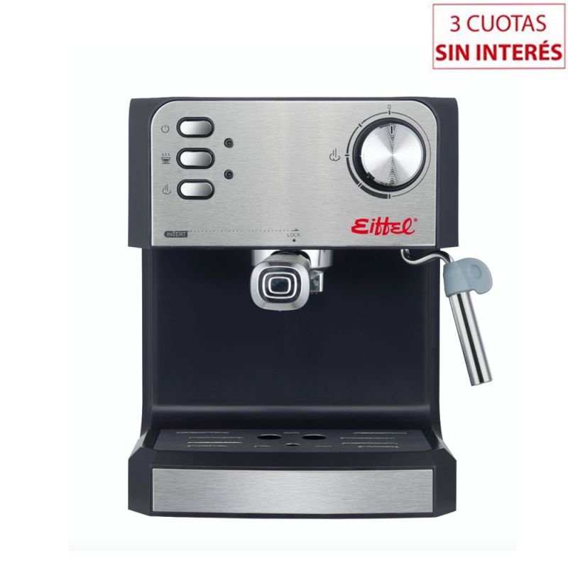Cafetera Espresso Eiffel E-254 20Bar C/Espumador Negro con Inox