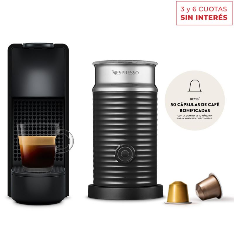 Cafetera Nespresso Essenza Mini Black + Aeroccino A3KC30-AR-BKNE2
