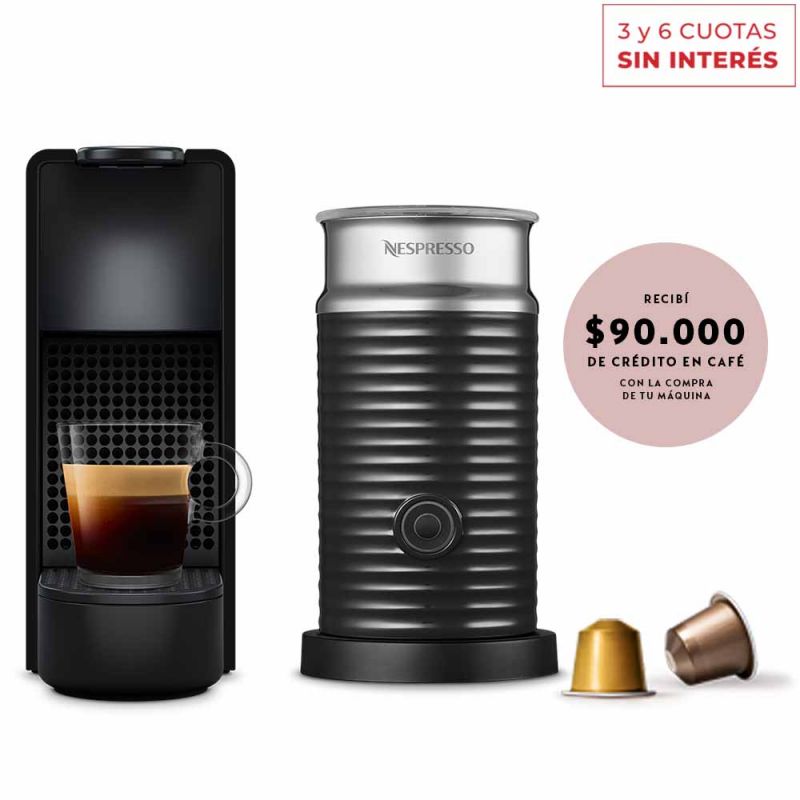 Cafetera Nespresso Essenza Mini Black + Aeroccino A3KC30-AR-BKNE2