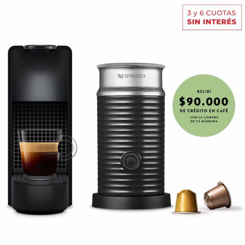 Cafetera Nespresso Essenza Mini Black + Aeroccino A3KC30-AR-BKNE2