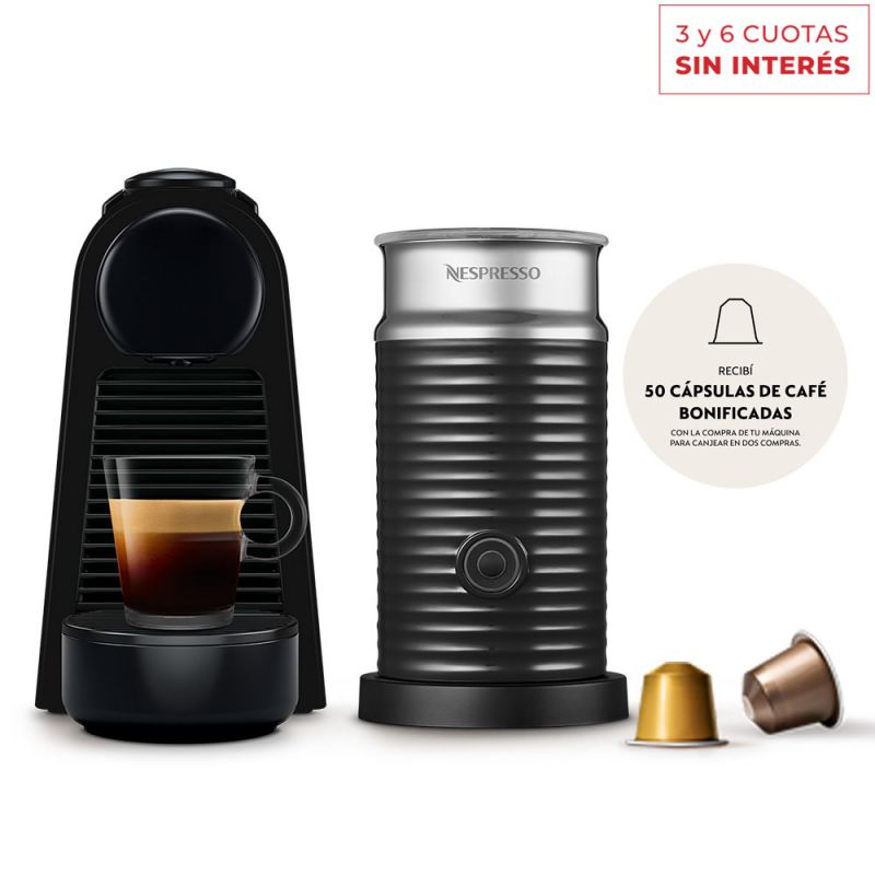 Cafetera Nespresso ESSENZA Mini D Black + Aeroccino A3KD30-AR-BKNE2